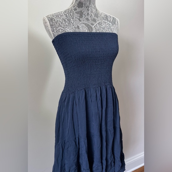Made in Italy Dresses & Skirts - Strapless Navy-Blue High-Low Ruffle Dress